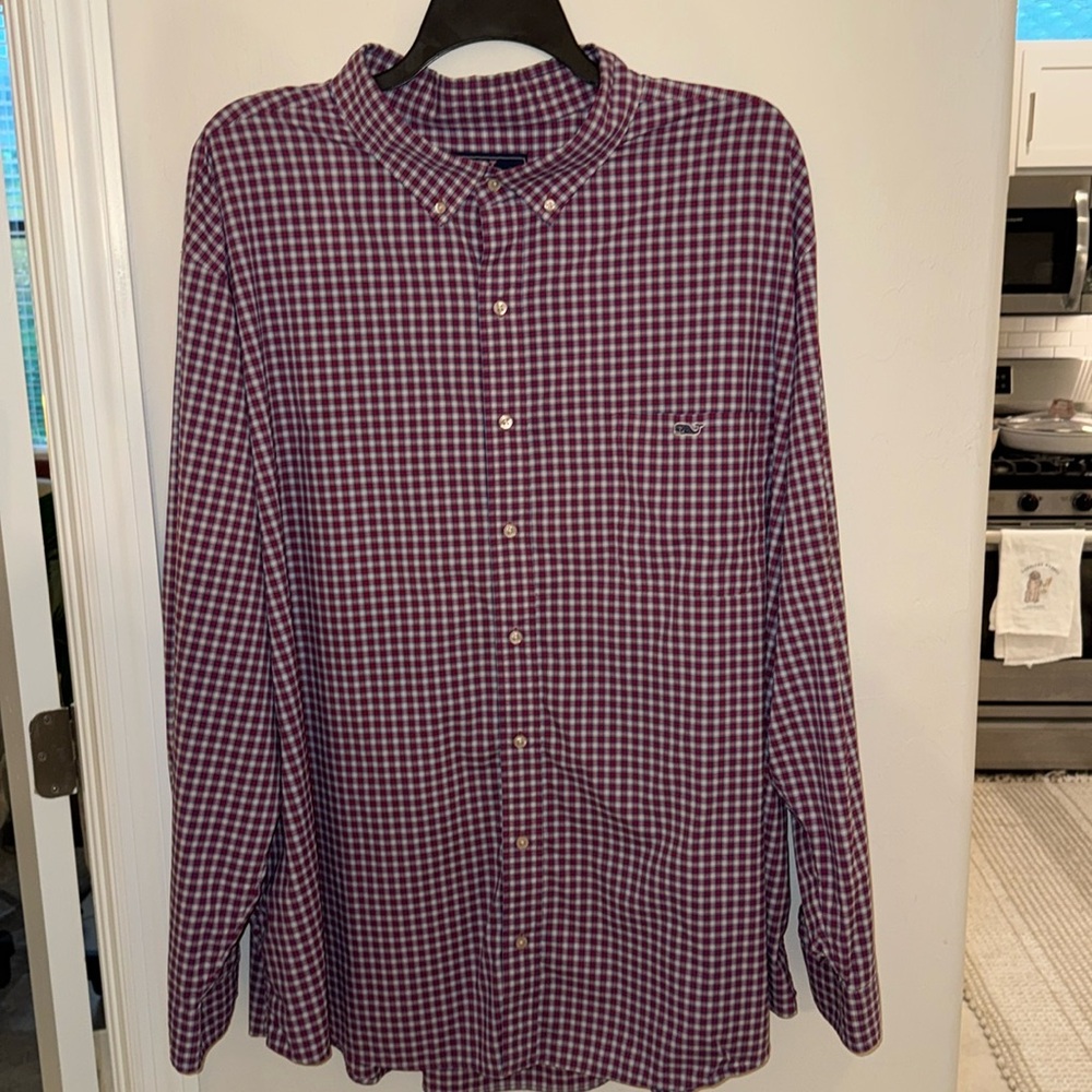 Vineyard Vines Performance Blue and Red Gingham Shirt